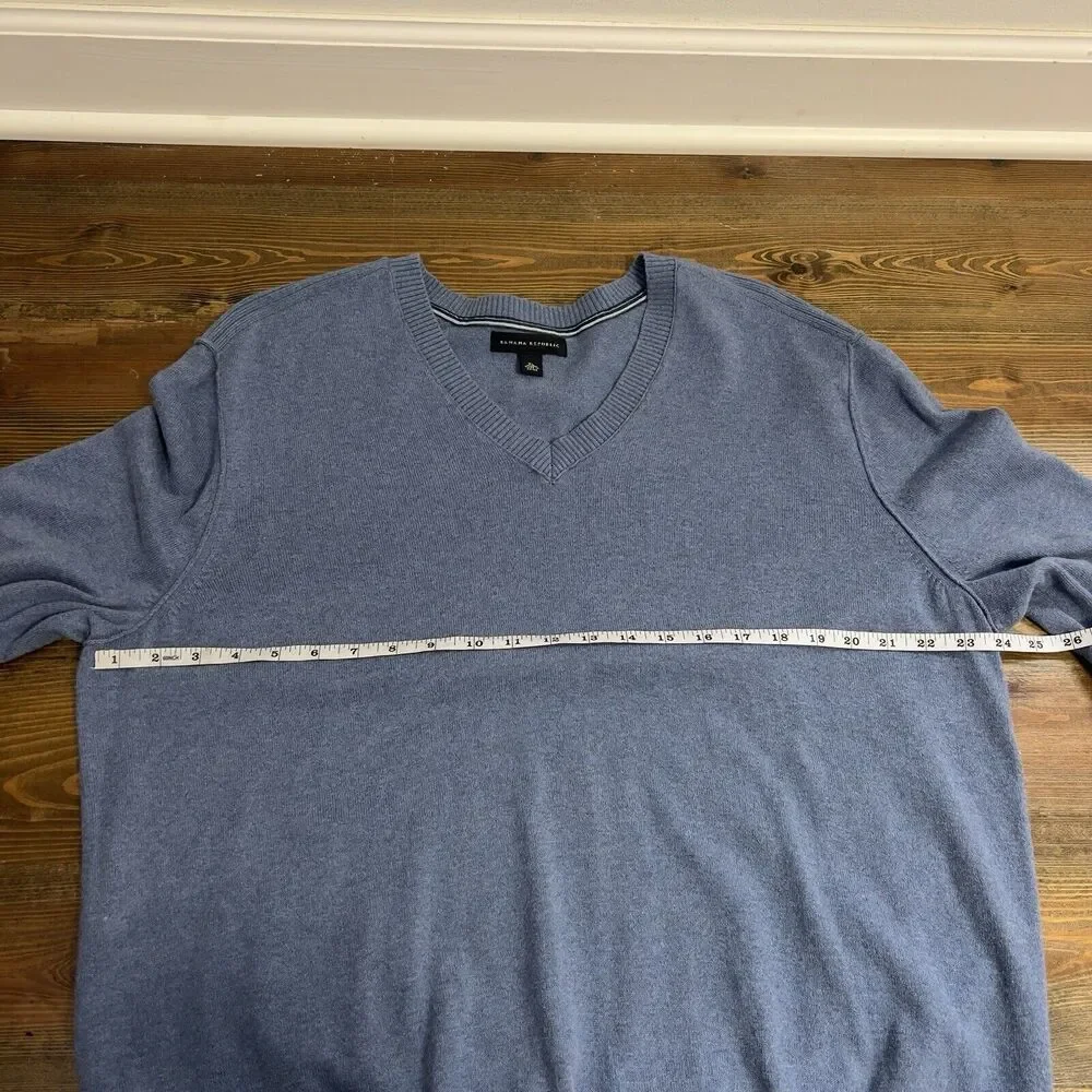 Banana Republic Cotton Cashmere Sweater Light Blue V Neck Men's Size Large